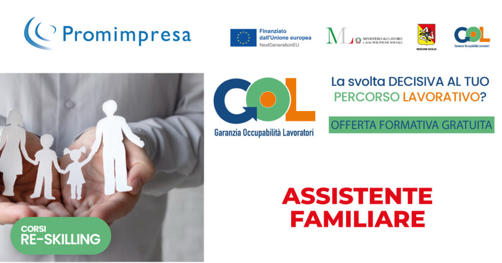 Corso Gratuito ASSISTENTE FAMILIARE - RE-SKILLING | Programma GOL