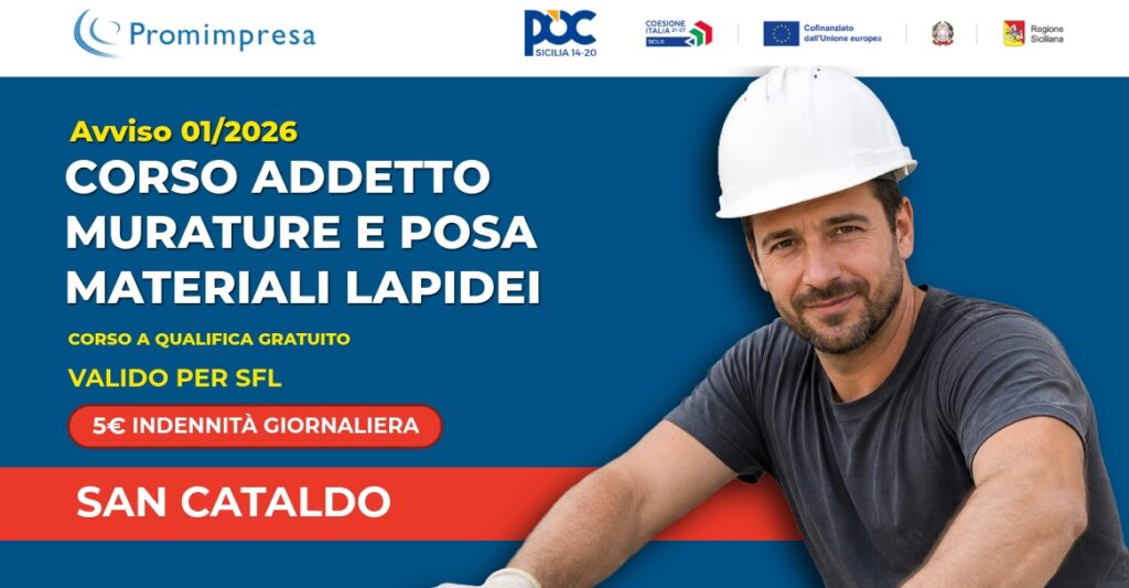 Manifestazione di interesse selezione Docenti - Addetto alle murature, intonaci e posa materiali lapidei - Avviso 1 POC